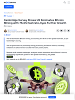 Bitcoin Mining Boom: US Holds 75.4% Hashrate, Plans Expansion
