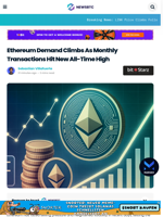 Ethereum Demand Climbs As Monthly Transactions Hit New All-Time High