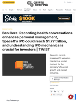 Ben Cera: Recording health conversations enhances personal management, SpaceX's IPO could reach $1.77 trillion, and understanding IPO mechanics is crucial for investors | TWIST