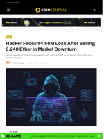 Hacker Sells 9,240 Ether in Panic During Crash, $4.56M Loss