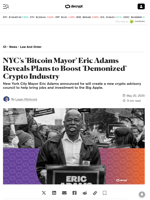 NYC’s 'Bitcoin Mayor' Eric Adams Reveals Plans to Boost 'Demonized' Crypto Industry - Decrypt