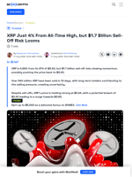 XRP Price Inches From ATH Faces $1.7 Billion Sell-Off