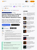 Satoshi Nakamoto Predicted Bitcoin's Hash Defense 16 Years Before Quantum Fears