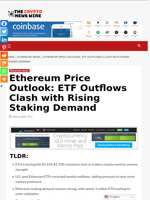Ethereum Price Outlook: ETF Outflows Clash with Rising Staking Demand - The Crypto News Wire