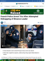 French Police Arrest Trio After Attempted Kidnapping of Binance Leader