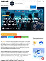 This AI Coin Could Beat ETH ROI in 2025—Ozak AI Looks Locked and Loaded | Live Bitcoin News