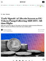 ‘Early Signals’ of Altcoin Season as OG Tokens Pump Following XRP, BTC All-time Highs - Decrypt