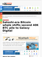 Satoshi-era Bitcoin whale shifts second 40K BTC pile to Galaxy Digital - The Crypto News Wire