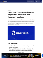 LayerZero Foundation initiates buyback of 50 million ZRO from early backers