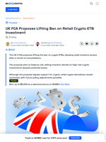 UK FCA Aims to End Ban on Crypto ETNs