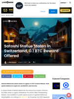 Satoshi Statue Stolen in Switzerland, 0.1 BTC Reward Offered | Live Bitcoin News