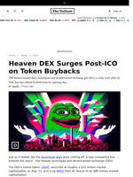 Heaven DEX Surges Post-ICO on Token Buybacks - 