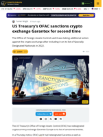 US Treasury’s OFAC Sanctions Crypto Exchange Garantex for Second Time
