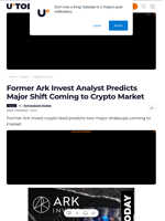 Former Ark Invest Analyst Predicts Major Shift Coming to Crypto Market - U.Today