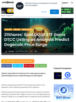 21Shares' Spot DOGE ETF Gains DTCC Listing as Analysts Predict Dogecoin Price Surge | Live Bitcoin News