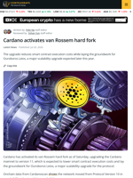 Cardano Activates Van Rossem Hard Fork