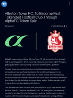 Alfreton Town F.C. To Become First Tokenized Football Club Through AlphaFC Token Sale | Visionary Financial