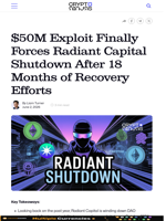 $50M Exploit Finally Forces Radiant Capital Shutdown After 18 Months of Recovery Efforts