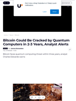 Bitcoin Could Be Cracked by Quantum Computers in 2-3 Years, Analyst Alerts - U.Today