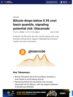 Bitcoin drops below 0.95 cost basis quantile, signaling potential risk: Glassnode