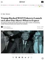Trump-Backed WLFI Token to Launch on Labor Day: Here's What to Expect - Decrypt
