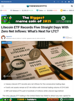 Litecoin ETF Records Five Straight Days With Zero Net Inflows: What's Next for LTC?