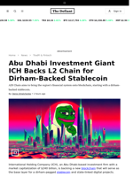 Abu Dhabi Investment Giant ICH Backs L2 Chain for Dirham-Backed Stablecoin - 