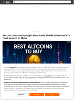 Best Altcoins to Buy as Chinese Company Launches $500M Tokenized ETH Fund