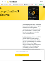 France, Austria and Italy Urge Stronger EU Oversight of Crypto Markets Under MiCA