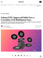 Solana ETF Approval Odds Now a Certainty, Eric Balchunas Says - Decrypt