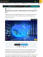 Deepseek AI model faces criticism over censorship and free speech limits