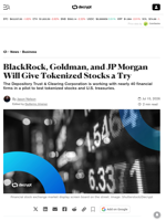 BlackRock, Goldman, and JP Morgan Will Give Tokenized Stocks a Try - Decrypt