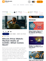 Bitcoin Price Watch: Market Stalls at $104K—What Comes Next? – Markets and Prices Bitcoin News