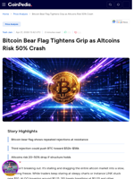 Bitcoin Bear Flag Tightens Grip as Altcoins Risk 50% Crash