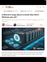 Is Bitcoin’s range about to break after Riot’s $102mln sell-off? - AMBCrypto