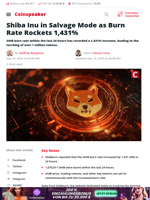 Shiba Inu in Salvage Mode as Burn Rate Rockets 1,431% - Coinspeaker