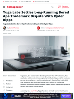 Yuga Labs Settles Long-Running Bored Ape Trademark Dispute With Ryder Ripps - Coinspeaker