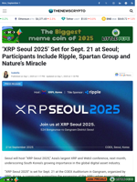 ‘XRP Seoul 2025’ Set for Sept. 21 at Seoul; Participants Include Ripple, Spartan Group and Nature’s Miracle