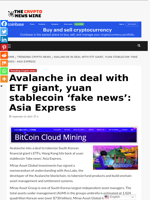 Avalanche in deal with ETF giant, yuan stablecoin ‘fake news’: Asia Express - The Crypto News Wire