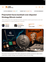 Polymarket faces backlash over disputed Strategy Bitcoin market - AMBCrypto