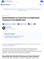 Global Markets in Limbo Due to Heightened Tensions in the Middle East: Guest Post by BH NEWS | CoinMarketCap