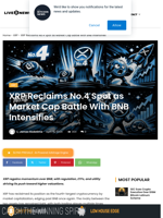 XRP Reclaims No.4 Spot as Market Cap Battle With BNB Intensifies | Live Bitcoin News