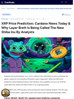 XRP Price Prediction; Cardano News Today & Why Layer Brett Is Being Called The New Shiba Inu By Analysts
