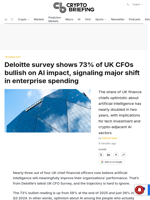 Deloitte survey shows 73% of UK CFOs bullish on AI impact, signaling major shift in enterprise spending