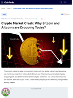 Crypto Market Crash: Why Bitcoin and Altcoins are Dropping Today?