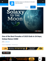 One of the Best Presales of 2025 Ends in 26 Days; Solaxy Raises $38M