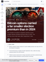 Bitcoin options carried a smaller election premium than 2024