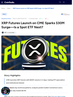 XRP Futures Launch on CME Sparks $30M Surge—Is a Spot ETF Next?