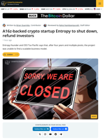 Crypto Startup Entropy To Shut Down, Refund Investors