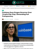 Coinbase Sues Oregon Governor Over ‘Crypto Flip-Flop,’ Demanding Full Transparency